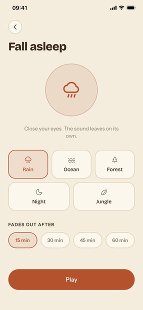 A sound to fall asleep to, with a timer
